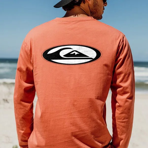 Мужская футболка с длинным рукавом Винтаж Серфинг На каждый день На открытом воздухе Повседневные Топы Коралловый