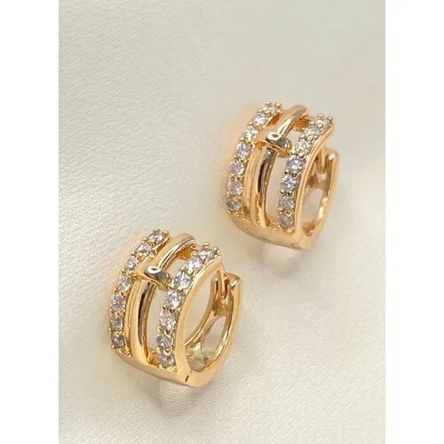 Серьги конго XUPING JEWELRY, циркон, золотой