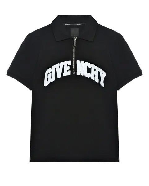 Футболка-поло на молнии с логотипом, черная Givenchy
