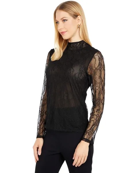 Топ WAYF Pacific Mock Neck Lace Top, цвет Black Lace