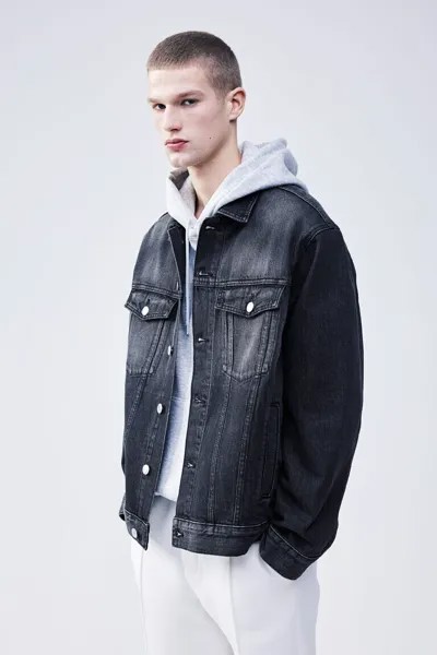 Джинсовая куртка свободного кроя H&M, серый