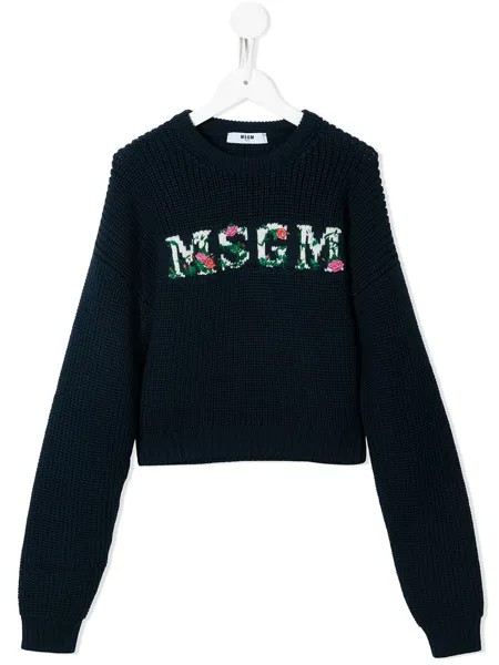 MSGM Kids джемпер вязки интарсия с логотипом