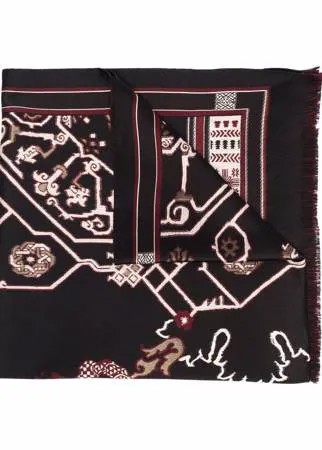 ETRO шарф с бахромой и геометричным принтом