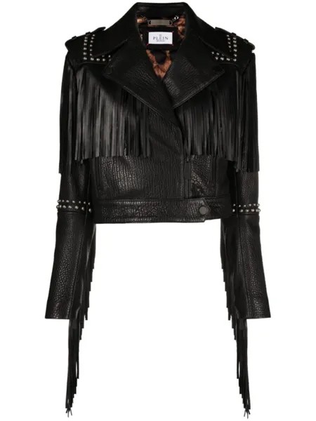 Philipp Plein укороченная куртка с бахромой, черный