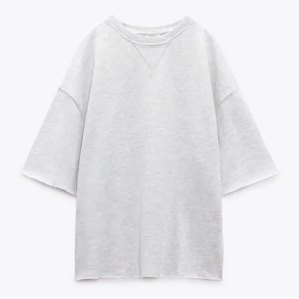 Свитшот Zara Short Sleeve, серый меланж