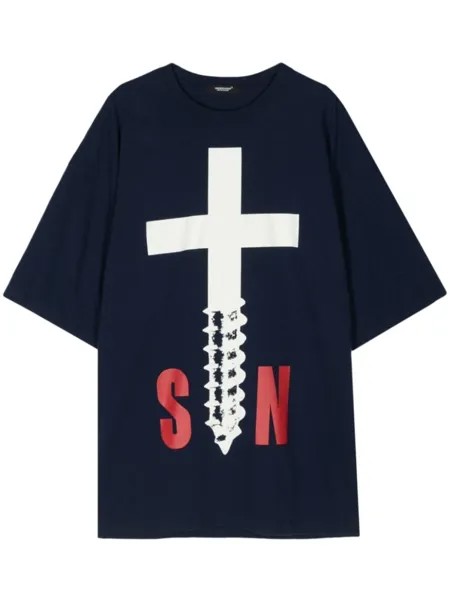 Хлопковая футболка Cross Screw Undercover, синяя