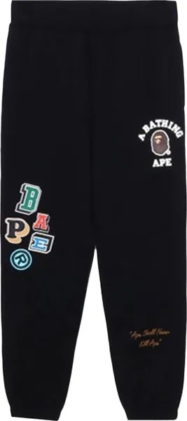 Брюки BAPE Multi Fonts Sweat Pants Black, черный