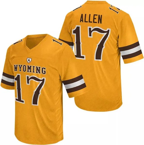 Мужская Retro Brand Футбольная майка Wyoming Cowboys Josh Allen # 17, золотая реплика