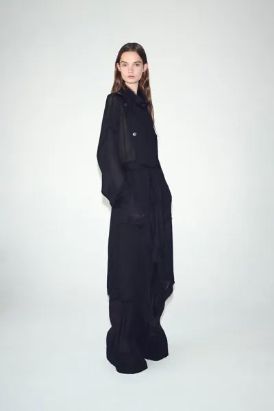 Тренч струящийся пальто ZARA, черный