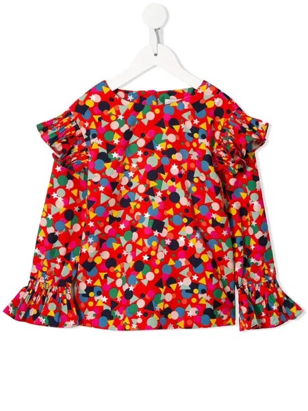 Stella McCartney Kids блузка с оборками и принтом