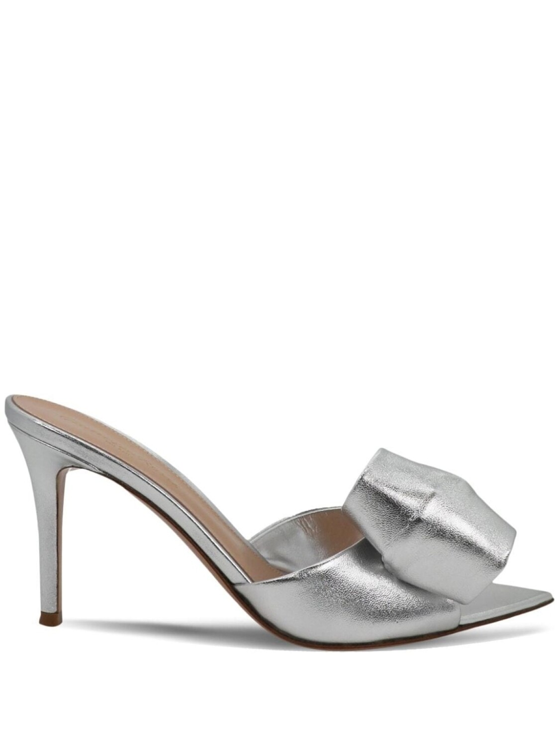 Gianvito Rossi мюли Bow с эффектом металлик, серый