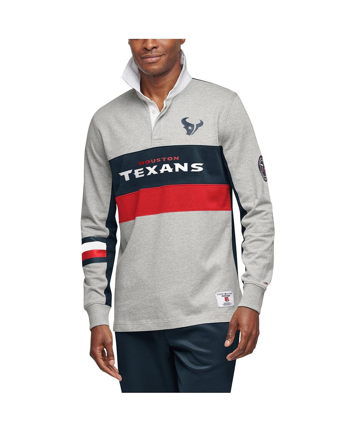 Мужская серо-темно-синяя рубашка-поло houston texans rugby с длинным рукавом Tommy Hilfiger, мульти