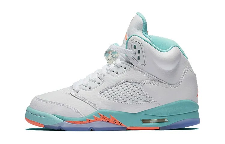 Air Jordan 5 Retro Light Aqua (Gs) женские винтажные баскетбольные кроссовки белый/малиновый Pulse-Light Aqua