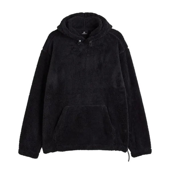 Флисовая толстовка H&M Relaxed Fit Pile, черный