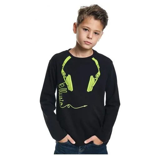 Лонгслив Mini Maxi, хлопок, размер 128, черный, зеленый