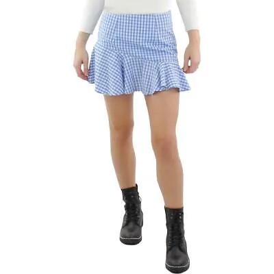 Женская синяя короткая клетчатая мини-юбка с рюшами MLM Label XS BHFO 2374