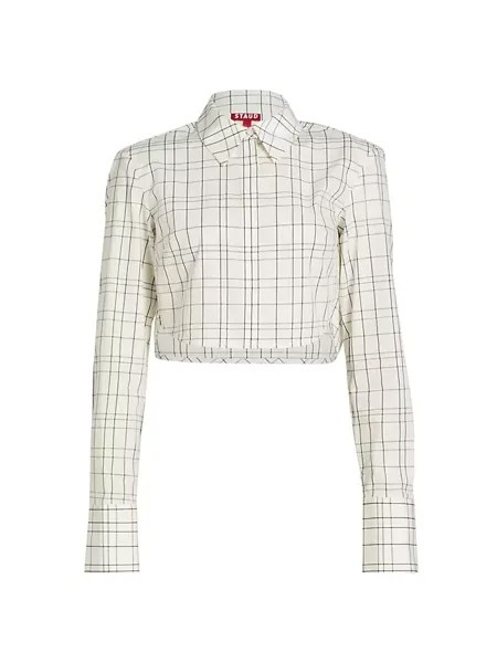 Укороченная рубашка в клетку Seneca Staud, цвет ivory plaid