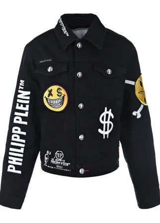Черная джинсовая куртка с логотипом Philipp Plein детская