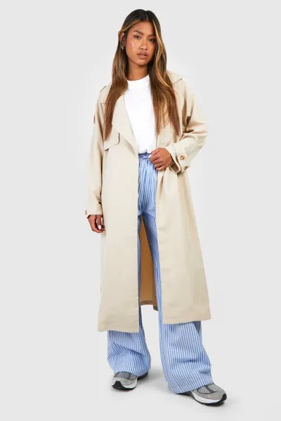 Тренч свободного кроя boohoo, бежевый