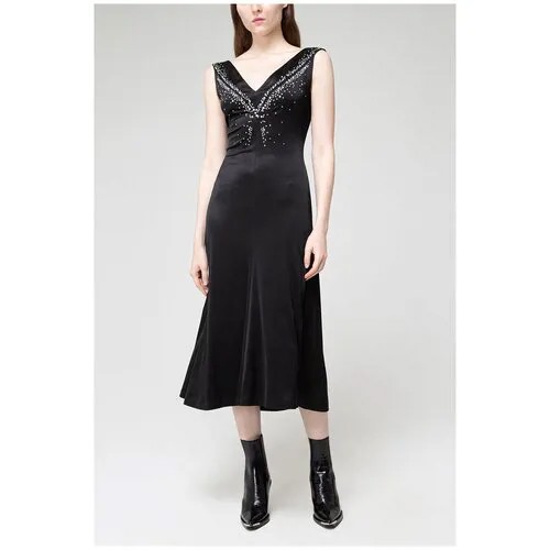 Платье Paco Rabanne, вискоза, повседневное, прилегающее, размер 42, черный