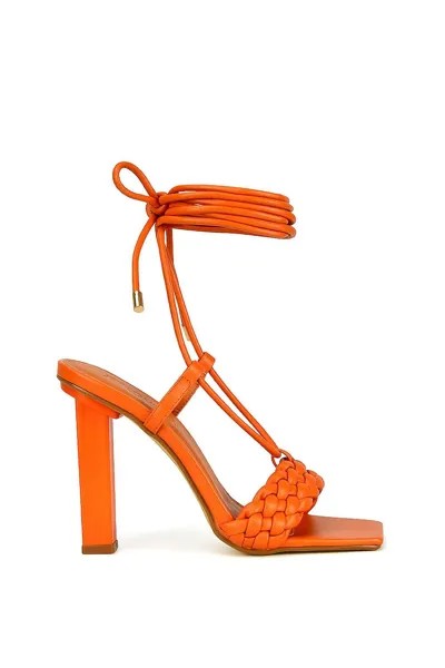 Туфли на блочном каблуке с плетеным ремешком и шнуровкой 'Mira' XY London, оранжевый