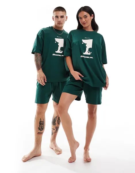 Зеленый пижамный комплект ASOS DESIGN Monsters Inc Disney