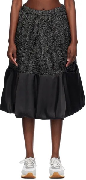 Черная юбка-миди с цветочным принтом Comme Des Garcons