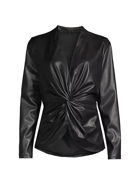 Топ из веганской кожи Vintage Glam на закрученной коже Donna Karan New York, черный