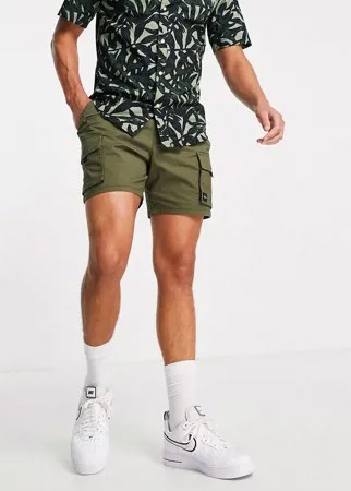 Оливковые шорты карго в утилитарном стиле с поясом Hollister-Зеленый цвет