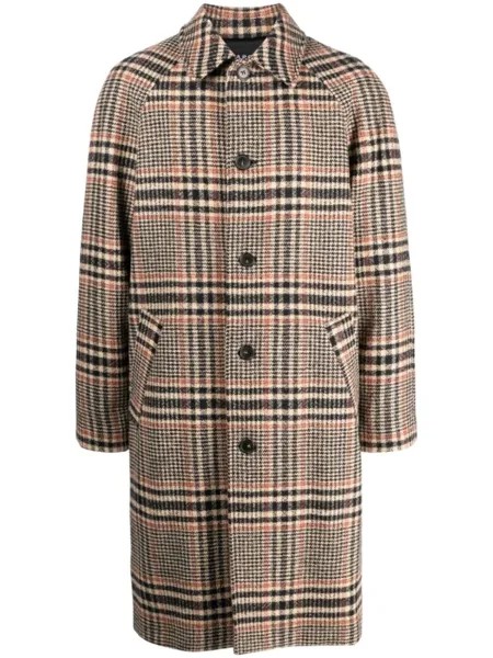 A.P.C. шерстяное пальто Etienne в клетку, нейтральный цвет