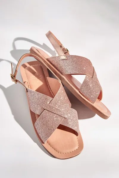 Кожаные сандалии Forever Comfort с двумя ремешками Next, розовый
