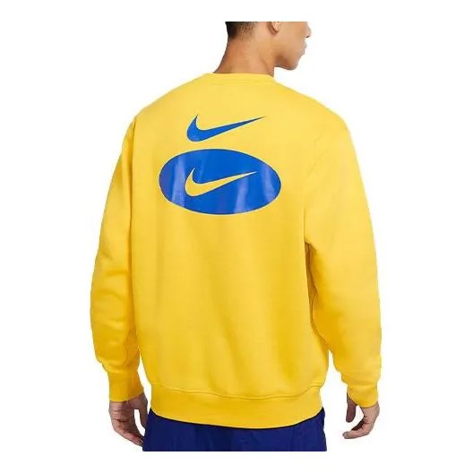 Толстовка Men's Nike As Nsw Sl Bb Crew Logo Casual Sports Fleece Lined Round Neck Long Sleeves Bright Yellow, желтый