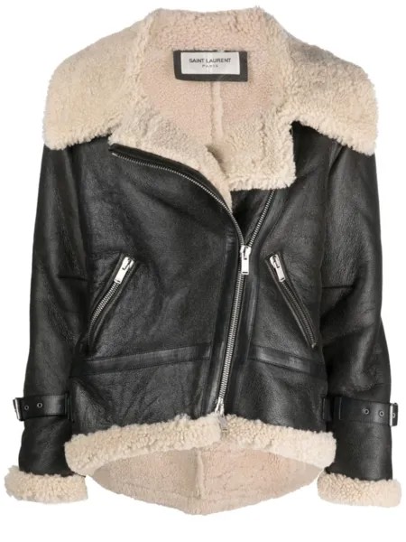 Saint Laurent короткая дубленка, коричневый