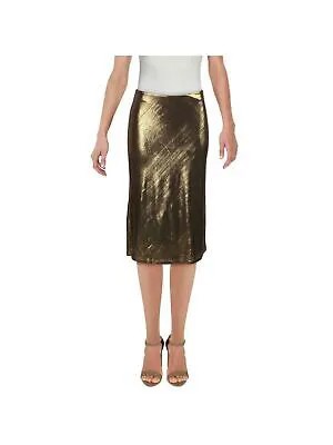 AQUA Женская золотистая коктейльная юбка-карандаш ниже колена Размер: M