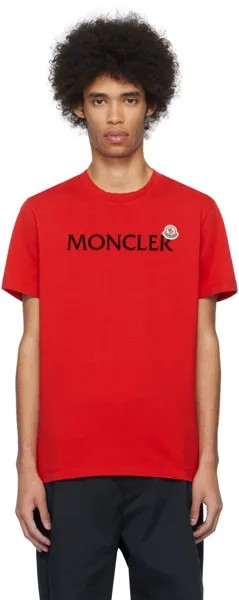 Красная футболка с флокированием Moncler
