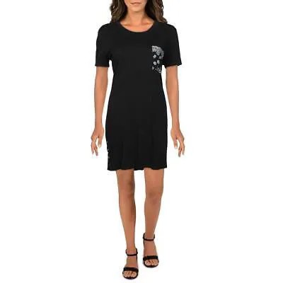 Женское черное повседневное платье-футболка с короткими карманами Michael Lauren S BHFO 1344