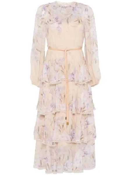 ZIMMERMANN платье миди Eden Lace Edge, нейтральный цвет