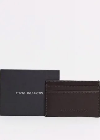 Коричневый кожаный кошелек для карт French Connection