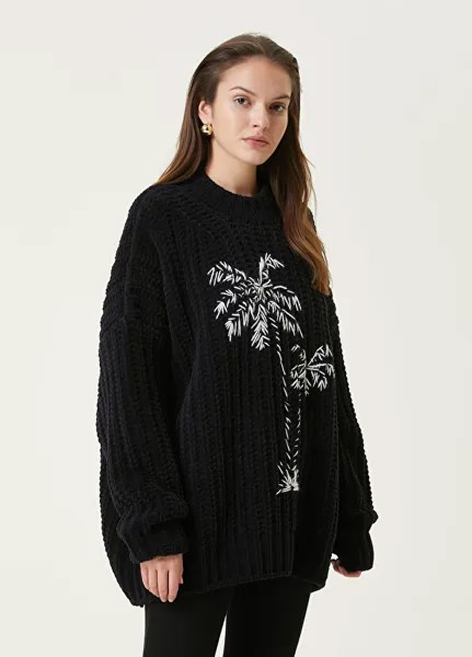 Черный свитер с вышивкой Palm Angels