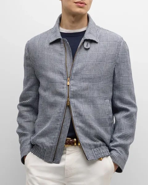 Эксклюзивный бомбер для мужчин Prince Of Wales Brunello Cucinelli, цвет Blue/White