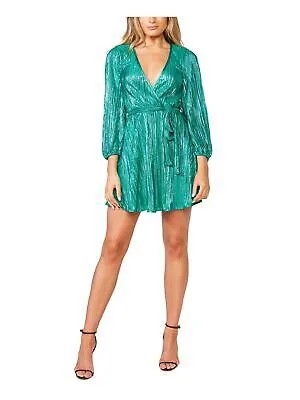 BARDOT Женское зеленое короткое вечернее платье с запахом и длинными рукавами и V-образным вырезом XL