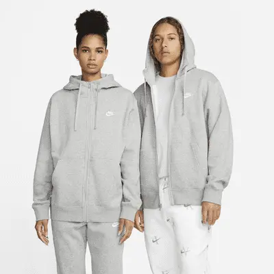 Худи Nike Sportswear Club Fleece, цвет Dark Grey Heather/Matte Silver/White