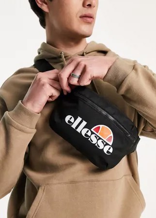 Черная сумка-кошелек на пояс с крупным логотипом ellesse-Черный цвет