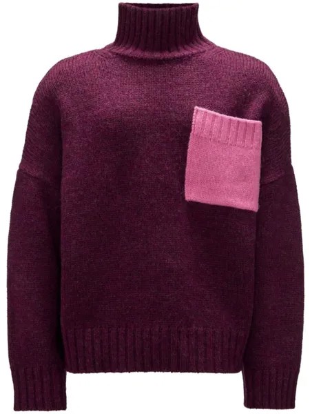 JW Anderson джемпер с приспущенными плечами и высоким воротником, фиолетовый