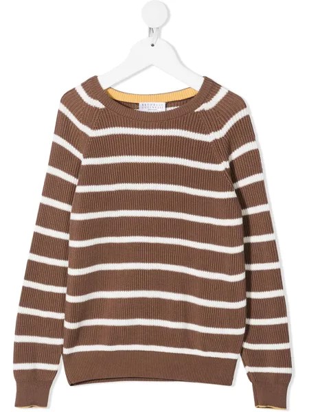 Brunello Cucinelli Kids полосатая толстовка с круглым вырезом