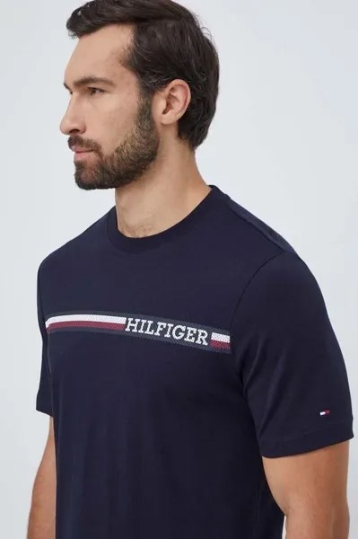Хлопковая футболка Tommy Hilfiger, темно-синий