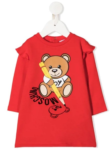 Moschino Kids платье-толстовка с принтом