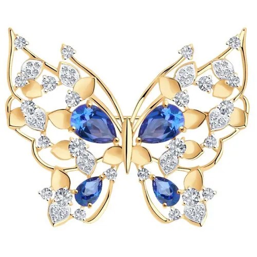 Золотая брошь Sokolov 740338 с топазом Swarovski и Swarovski