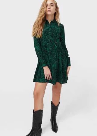 Stradivarius Короткое Платье-Рубашка Бутылочно-Зеленый S