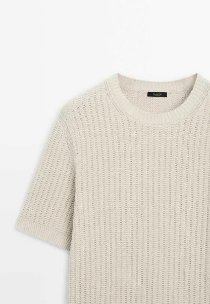 Базовая футболка Massimo Dutti, светло-коричневая